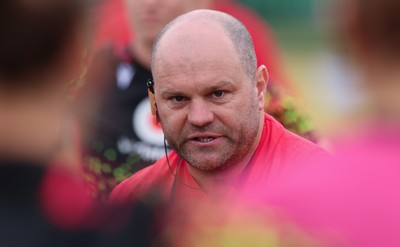 210825 - Wales Women Rugby World Cup Training Session - Sean Lynn, Wales Women head coach during a Wales training session ahead of their first Women’s Rugby World Cup match against Scotland