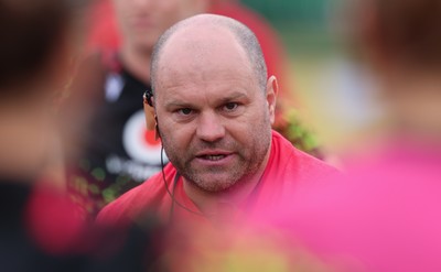 210825 - Wales Women Rugby World Cup Training Session - Sean Lynn, Wales Women head coach during a Wales training session ahead of their first Women’s Rugby World Cup match against Scotland