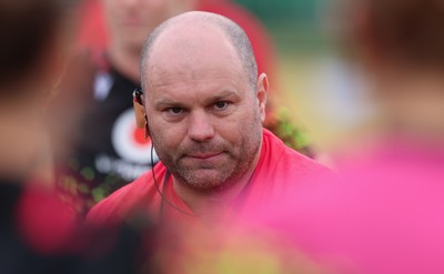 210825 - Wales Women Rugby World Cup Training Session - Sean Lynn, Wales Women head coach during a Wales training session ahead of their first Women’s Rugby World Cup match against Scotland