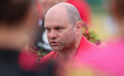 210825 - Wales Women Rugby World Cup Training Session - Sean Lynn, Wales Women head coach during a Wales training session ahead of their first Women’s Rugby World Cup match against Scotland
