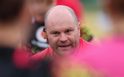 210825 - Wales Women Rugby World Cup Training Session - Sean Lynn, Wales Women head coach during a Wales training session ahead of their first Women’s Rugby World Cup match against Scotland