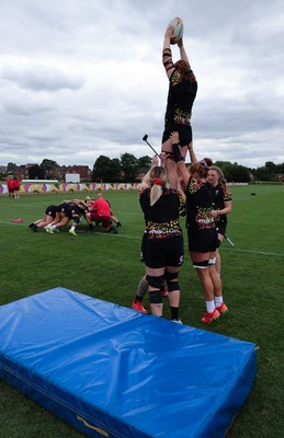 210825 - Wales Women Rugby World Cup Training Session - A general view during a Wales training session ahead of their first Women’s Rugby World Cup match against Scotland