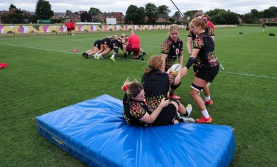 210825 - Wales Women Rugby World Cup Training Session - A general view during a Wales training session ahead of their first Women’s Rugby World Cup match against Scotland