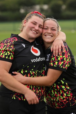 210825 - Wales Women Rugby World Cup Training Session - Gwenllian Pyrs and Kelsey Jones during a Wales training session ahead of their first Women’s Rugby World Cup match against Scotland