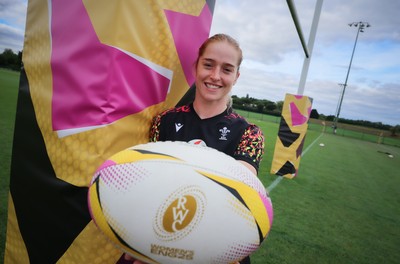210825 - Wales Women Rugby World Cup Training Session - Lisa Neumann who wins her 50th cap this weekend during a Wales training session ahead of their first Women’s Rugby World Cup match against Scotland