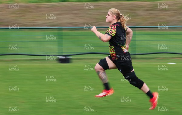 210825 - Wales Women Rugby World Cup Training Session - Bethan Lewis during a Wales training session ahead of their first Women’s Rugby World Cup match against Scotland