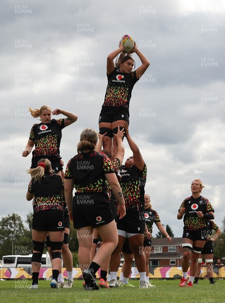 210825 - Wales Women Rugby World Cup Training Session - Bryonie King during a Wales training session ahead of their first Women’s Rugby World Cup match against Scotland