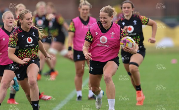 210825 - Wales Women Rugby World Cup Training Session - Carys Cox during a Wales training session ahead of their first Women’s Rugby World Cup match against Scotland