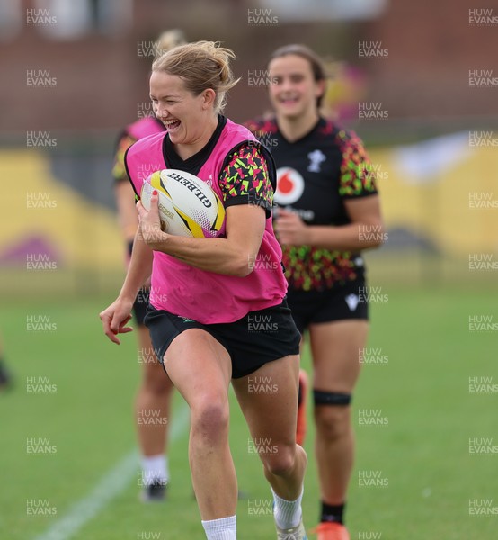 210825 - Wales Women Rugby World Cup Training Session - Carys Cox during a Wales training session ahead of their first Women’s Rugby World Cup match against Scotland