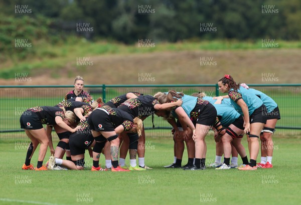 210825 - Wales Women Rugby World Cup Training Session - The team during a Wales training session ahead of their first Women’s Rugby World Cup match against Scotland