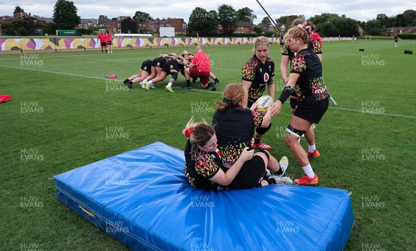 210825 - Wales Women Rugby World Cup Training Session - A general view during a Wales training session ahead of their first Women’s Rugby World Cup match against Scotland