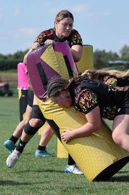 250825 - Wales Women Rugby World Cup Training Session - Maisie Davies and Gwen Crabb during a Wales training session ahead of their Women’s Rugby World Cup match against Canada