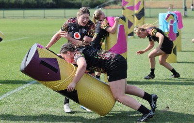 250825 - Wales Women Rugby World Cup Training Session - Maisie Davies and Gwen Crabb during a Wales training session ahead of their Women’s Rugby World Cup match against Canada