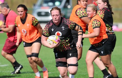 250825 - Wales Women Rugby World Cup Training Session - Abbie Fleming during a Wales training session ahead of their Women’s Rugby World Cup match against Canada