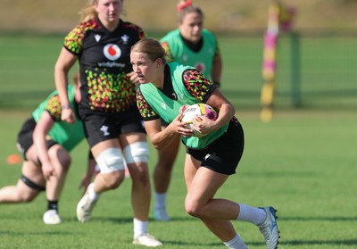 250825 - Wales Women Rugby World Cup Training Session - Carys Cox during a Wales training session ahead of their Women’s Rugby World Cup match against Canada