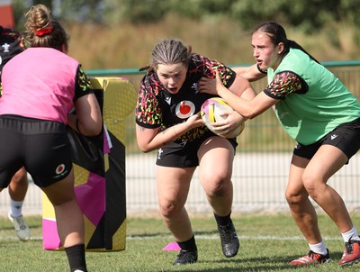 250825 - Wales Women Rugby World Cup Training Session - Maisie Davies during a Wales training session ahead of their Women’s Rugby World Cup match against Canada