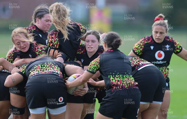 250825 - Wales Women Rugby World Cup Training Session - Squad members during a Wales training session ahead of their Women’s Rugby World Cup match against Canada