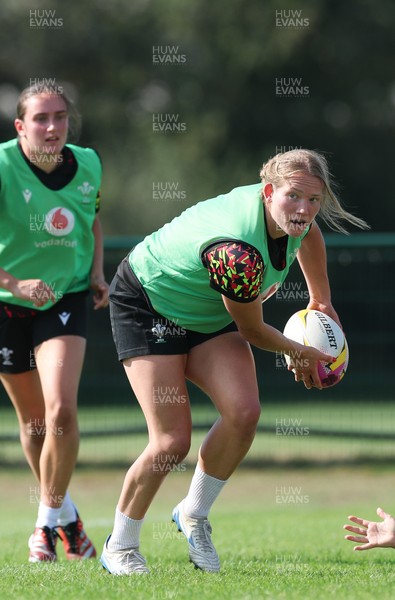 250825 - Wales Women Rugby World Cup Training Session - Carys Cox during a Wales training session ahead of their Women’s Rugby World Cup match against Canada