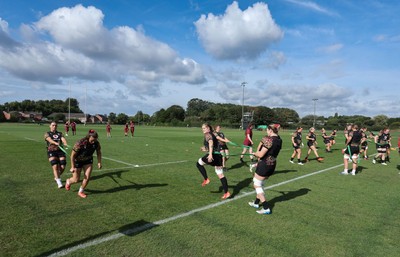 260825 - Wales Women Rugby World Cup Training Session - The Wales squad during a training session ahead of their Women’s Rugby World Cup match against Canada