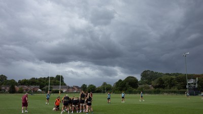 260825 - Wales Women Rugby World Cup Training Session - The Wales squad during a training session ahead of their Women’s Rugby World Cup match against Canada