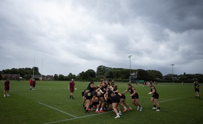 260825 - Wales Women Rugby World Cup Training Session - Wales run through line out drills during a training session ahead of their Women’s Rugby World Cup match against Canada