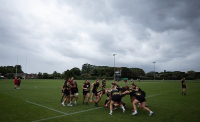 260825 - Wales Women Rugby World Cup Training Session - Wales run through line out drills during a training session ahead of their Women’s Rugby World Cup match against Canada