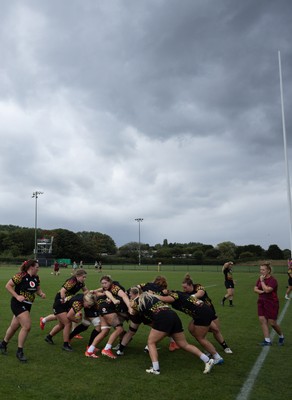 260825 - Wales Women Rugby World Cup Training Session - Wales run through line out drills during a training session ahead of their Women’s Rugby World Cup match against Canada