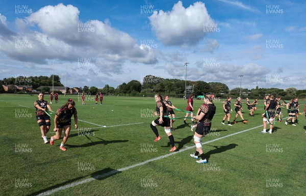 260825 - Wales Women Rugby World Cup Training Session - The Wales squad during a training session ahead of their Women’s Rugby World Cup match against Canada