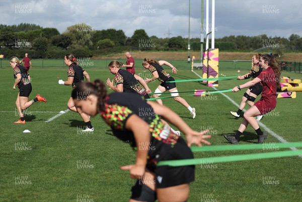 260825 - Wales Women Rugby World Cup Training Session -  during a Wales training session ahead of their Women’s Rugby World Cup match against Canada