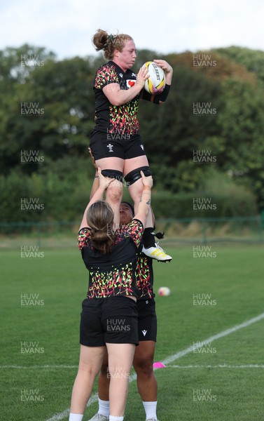 260825 - Wales Women Rugby World Cup Training Session - Abbie Fleming during a Wales training session ahead of their Women’s Rugby World Cup match against Canada