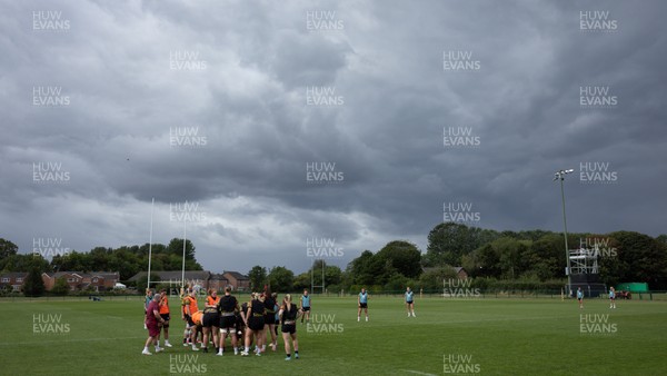 260825 - Wales Women Rugby World Cup Training Session - The Wales squad during a training session ahead of their Women’s Rugby World Cup match against Canada