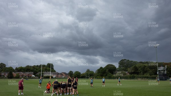 260825 - Wales Women Rugby World Cup Training Session - The Wales squad during a training session ahead of their Women’s Rugby World Cup match against Canada