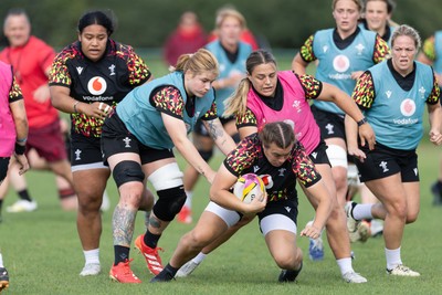 280825 - Wales Women Rugby World Cup Training Session - Carys Phillips during a Wales rugby training session ahead of their Women’s Rugby World Cup match against Canada