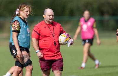 280825 - Wales Women Rugby World Cup Training Session - Sean Lynn, Wales Women head coach during a Wales rugby training session ahead of their Women’s Rugby World Cup match against Canada