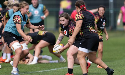 280825 - Wales Women Rugby World Cup Training Session - Maisie Davies during a Wales rugby training session ahead of their Women’s Rugby World Cup match against Canada