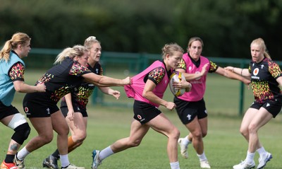 280825 - Wales Women Rugby World Cup Training Session - Carys Cox during a Wales rugby training session ahead of their Women’s Rugby World Cup match against Canada