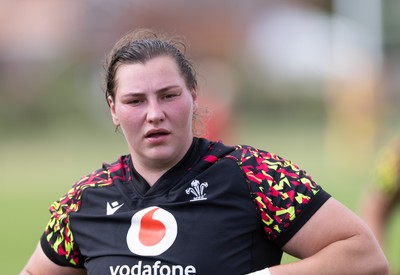 280825 - Wales Women Rugby World Cup Training Session - Gwenllian Pyrs during a Wales rugby training session ahead of their Women’s Rugby World Cup match against Canada