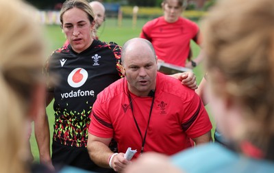 280825 - Wales Women Rugby World Cup Training Session - Sean Lynn, Wales Women head coach during a Wales rugby training session ahead of their Women’s Rugby World Cup match against Canada