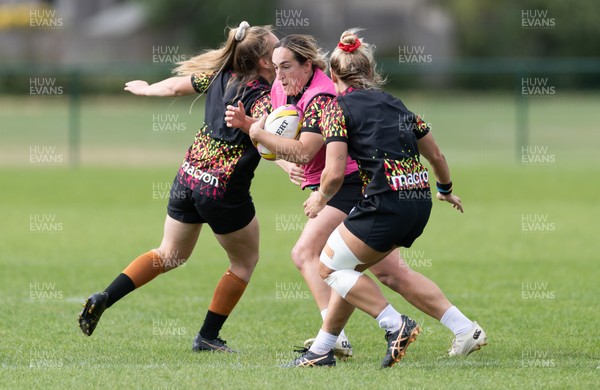 280825 - Wales Women Rugby World Cup Training Session - Courtney Keight during a Wales rugby training session ahead of their Women’s Rugby World Cup match against Canada