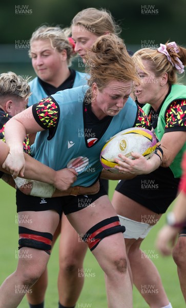 280825 - Wales Women Rugby World Cup Training Session - Abbie Fleming during a Wales rugby training session ahead of their Women’s Rugby World Cup match against Canada