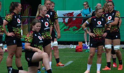 180825 - Wales Women Training Session - The team warm up during a Wales Women training session ahead of their first Women’s Rugby World Cup match against Scotland