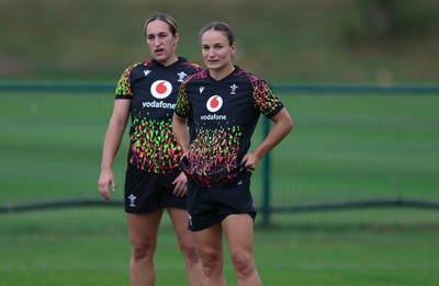 180825 - Wales Women Training Session - Jasmine Joyce and Courtney Keight during a Wales Women training session ahead of their first Women’s Rugby World Cup match against Scotland