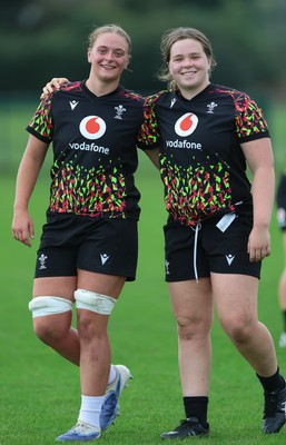 180825 - Wales Women Training Session - Tilly Vucaj and Maisie Davies during a Wales Women training session ahead of their first Women’s Rugby World Cup match against Scotland