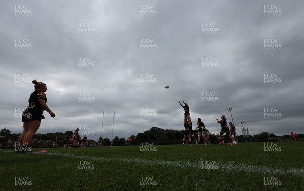 180825 - Wales Women Training Session - The team go through line out practice during a Wales Women training session ahead of their first Women’s Rugby World Cup match against Scotland