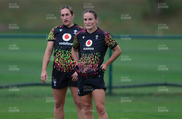 180825 - Wales Women Training Session - Jasmine Joyce and Courtney Keight during a Wales Women training session ahead of their first Women’s Rugby World Cup match against Scotland