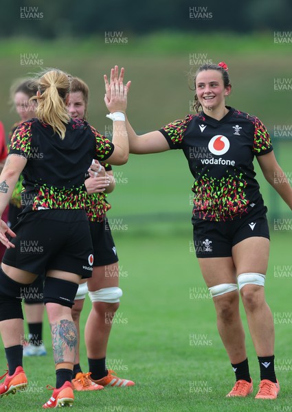 180825 - Wales Women Training Session - Branwen Metcalfe and Bethan Lewis during a Wales Women training session ahead of their first Women’s Rugby World Cup match against Scotland