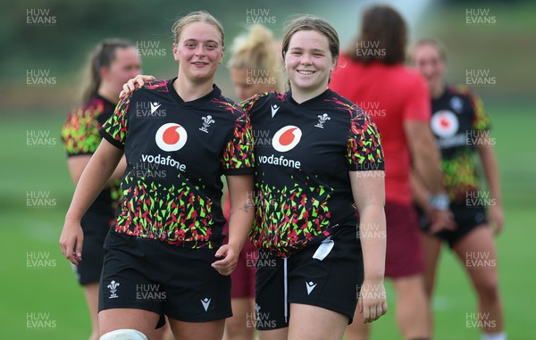 180825 - Wales Women Training Session - Tilly Vucaj and Maisie Davies during a Wales Women training session ahead of their first Women’s Rugby World Cup match against Scotland