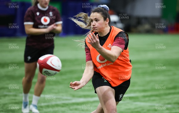 120324 - Wales Women skills session - Kayleigh Powell during a skills session ahead of the start of the Women’s 6 Nations