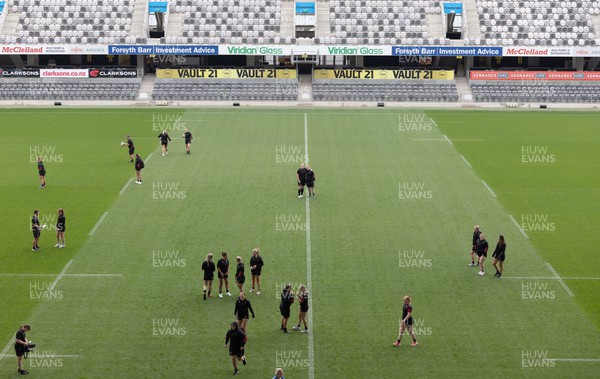 261023 - Wales’ Women Stadium Orientation and Kickers Session - The Wales team gather for a stadium orientation session at the Forsyth Barr Stadium in Dunedin where they will play New Zealand in WCV1 on Saturday