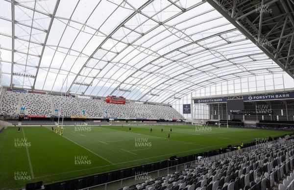 261023 - Wales’ Women Stadium Orientation and Kickers Session - A general view of the Forsyth Barr Stadium during a stadium orientation and kickers session at the Forsyth Barr Stadium in Dunedin where they will play New Zealand in WCV1 on Saturday